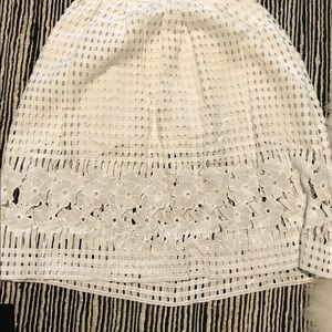 White mid length summer woven skirt